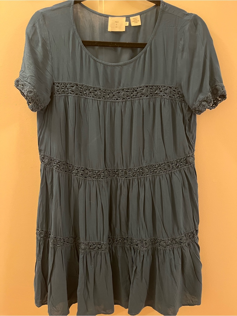 Alice & UO (Urban Outfitters) Boho Tiered Teal Babydoll Dress — Size SP